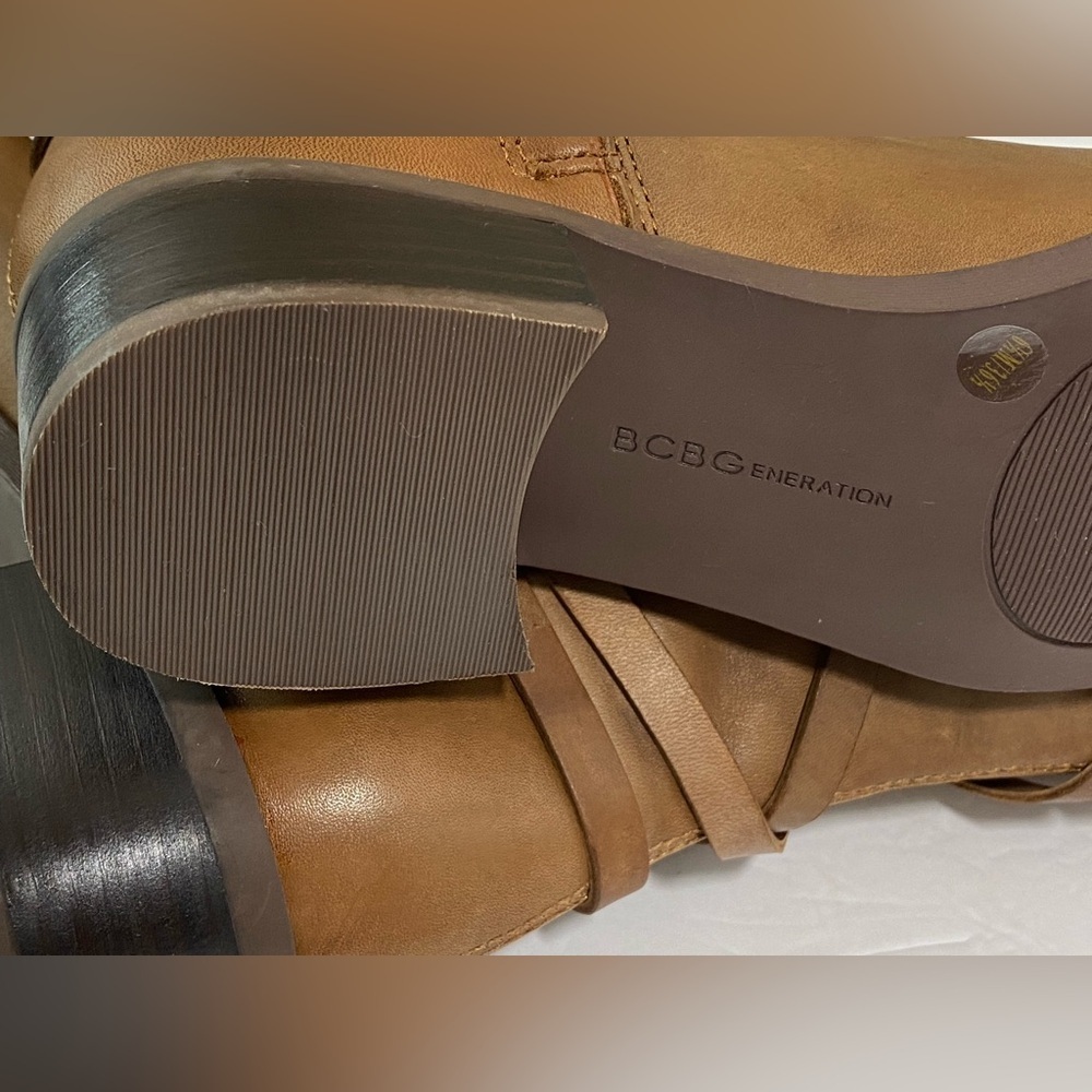 NWOB BCBGeneration "Janiss" Tall Tan Leather Riding Boot Size 6.5 / 36.5 - Picture 12 of 14
